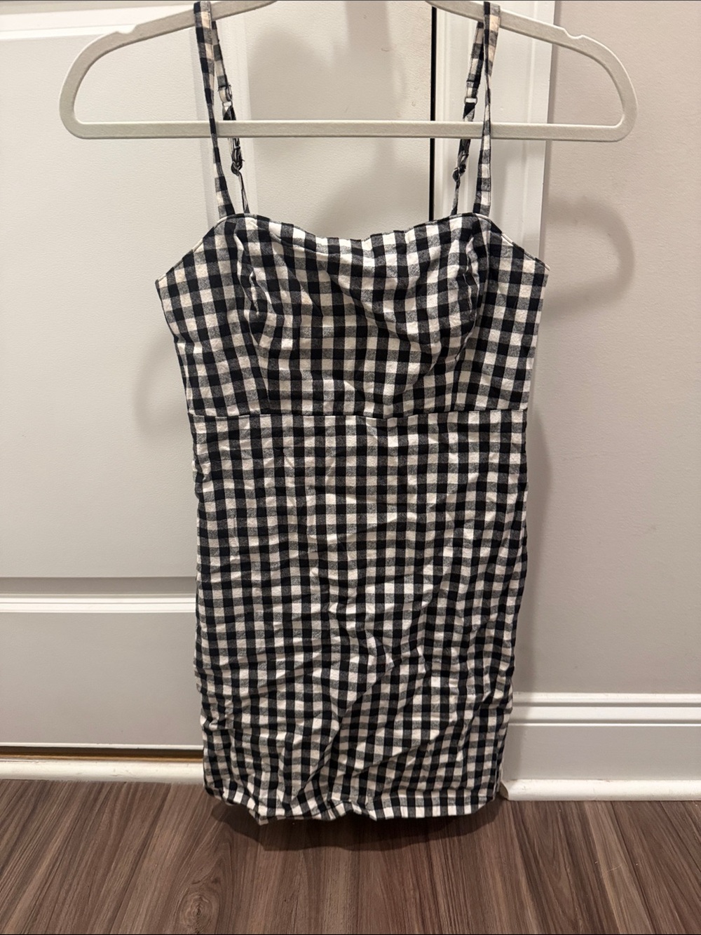 Hollister Black and White Gingham Spaghetti Strap Dress